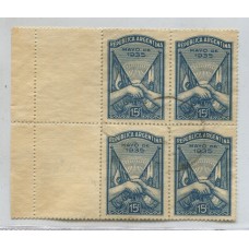ARGENTINA 1935 GJ 734CZ + 734aCZ CUADRO DE ESTAMPILLAS CON COMPLEMENTOS USADOS + VARIEDAD 6to DEDO, MUY RARO ASI U$ 80